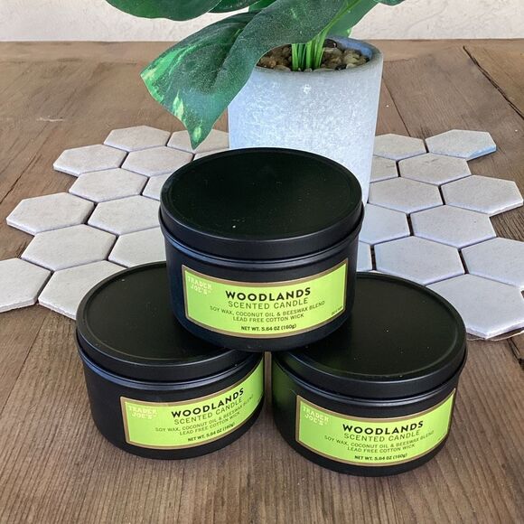 New Set of 3 Trader Joe’s Woodlands Scented Soy Candle 5.7 oz HTF Sold Out - Picture 2 of 5
